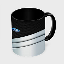 Кружка 3D FORD metal texture, цвет: 3D-белый + черный