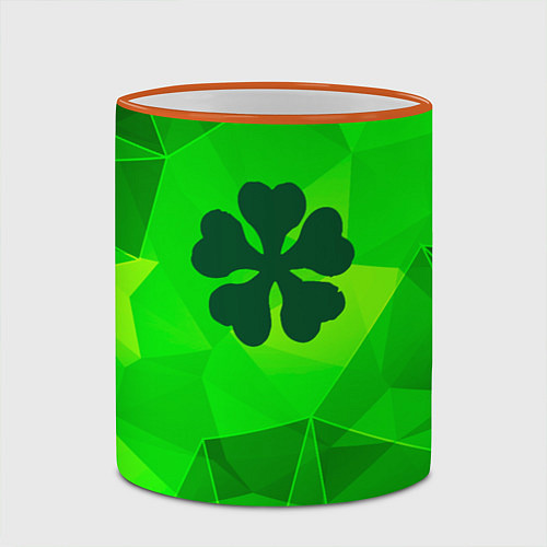 Кружка цветная Black Clover green poly / 3D-Оранжевый кант – фото 2