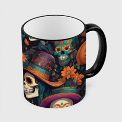Кружка 3D Хэллоуин страшилки черепа, цвет: 3D-черный кант