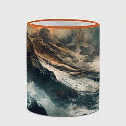 Кружка 3D Иллюстрация хаоса в грубом стиле, цвет: 3D-оранжевый кант — фото 2