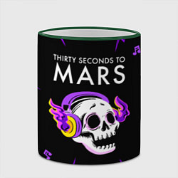 Кружка 3D Thirty Seconds to Mars неоновый череп, цвет: 3D-зеленый кант — фото 2