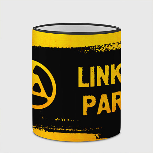 Кружка цветная Linkin Park 2024 - gold gradient по-горизонтали / 3D-Черный кант – фото 2