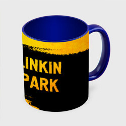 Кружка 3D Linkin Park 2024 - gold gradient по-горизонтали, цвет: 3D-белый + синий