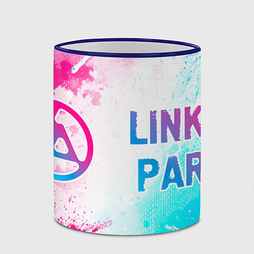 Кружка цветная Linkin Park 2024 neon gradient style по-горизонтал / 3D-Синий кант – фото 2