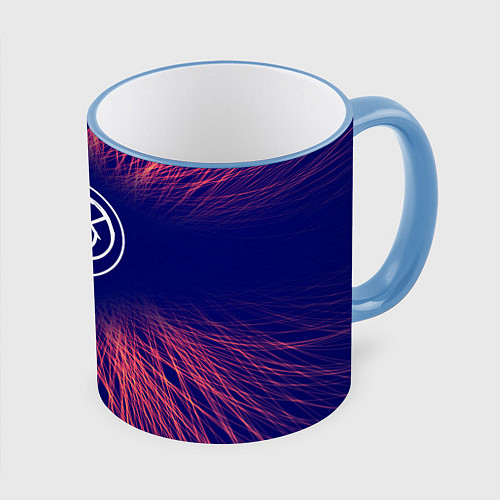 Кружка цветная Blink 182 red energy / 3D-Небесно-голубой кант – фото 1