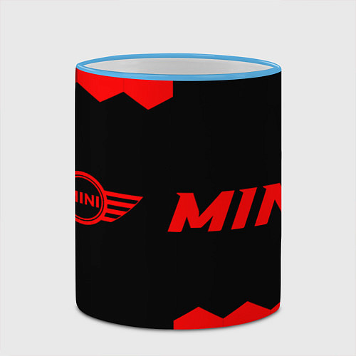 Кружка цветная Mini - red gradient по-горизонтали / 3D-Небесно-голубой кант – фото 2