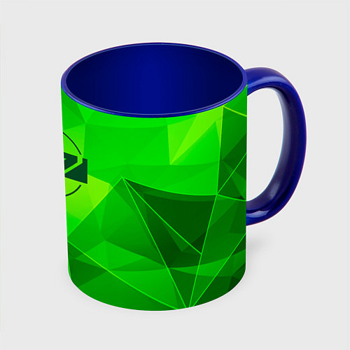 Кружка цветная Mass Effect green poly / 3D-Белый + синий – фото 1