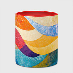 Кружка 3D Разноцветная геометрическая мозаика, цвет: 3D-белый + красный — фото 2