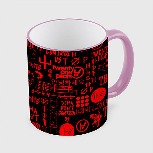 Кружка цветная Twenty one pilots pattern rock steel / 3D-Розовый кант – фото 1