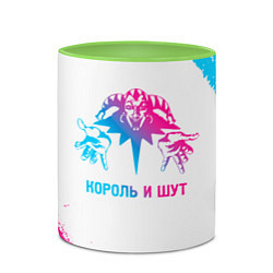 Кружка 3D Король и Шут neon gradient style, цвет: 3D-белый + светло-зеленый — фото 2