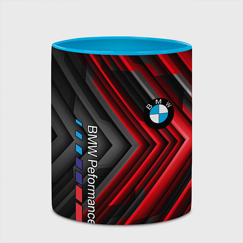 Кружка цветная BMW geometry stripes red / 3D-Белый + небесно-голубой – фото 2