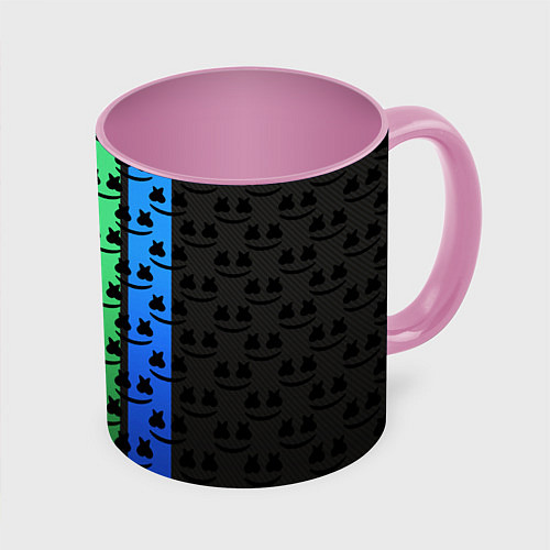 Кружка цветная Marshmello neon music dj / 3D-Белый + розовый – фото 1