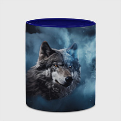 Кружка 3D Волк ночное синее небо, цвет: 3D-белый + синий — фото 2