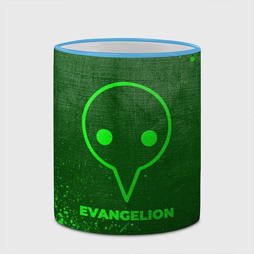 Кружка цветная Evangelion - green gradient / 3D-Небесно-голубой кант – фото 2