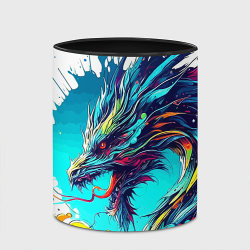 Кружка цветная Japanese dragon - tattoo irezumi / 3D-Белый + черный – фото 2