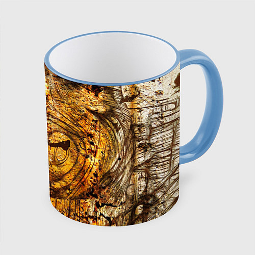 Кружка цветная Ацтек фрактал текстура / 3D-Небесно-голубой кант – фото 1