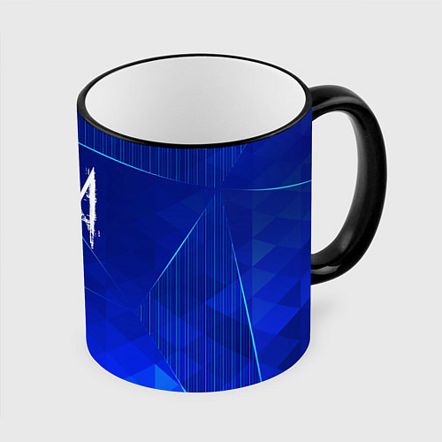 Кружка цветная Watch Dogs blue poly / 3D-Черный кант – фото 1