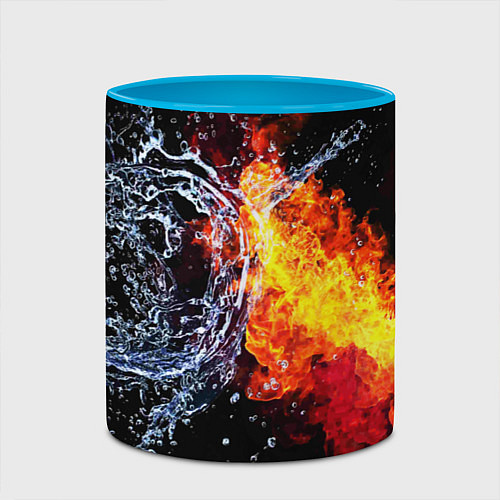 Кружка цветная Столкновения огня и воды / 3D-Белый + небесно-голубой – фото 2