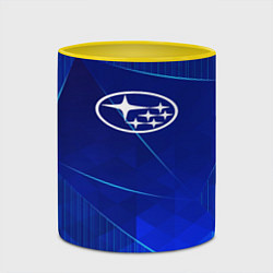 Кружка 3D Subaru blue poly, цвет: 3D-белый + желтый — фото 2