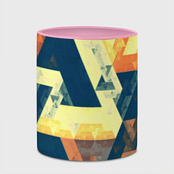 Кружка 3D Абстрактные треугольники, цвет: 3D-белый + розовый — фото 2
