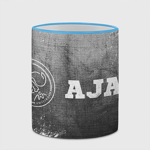 Кружка цветная Ajax - grey gradient по-горизонтали / 3D-Небесно-голубой кант – фото 2