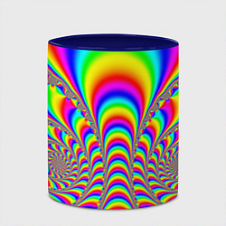 Кружка 3D Оптические иллюзии волны неон, цвет: 3D-белый + синий — фото 2