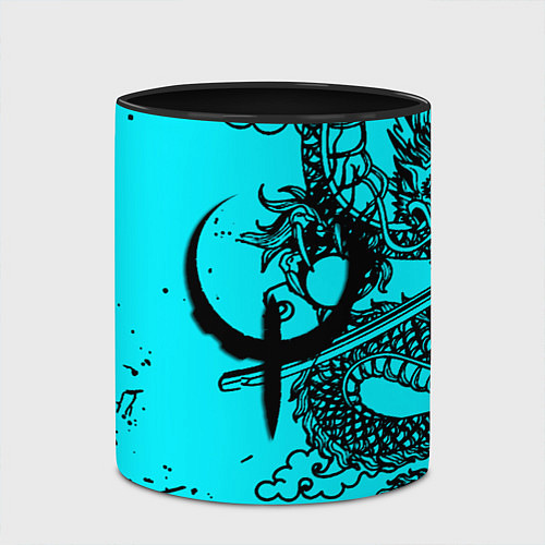 Кружка цветная Quake текстура дракон / 3D-Белый + черный – фото 2