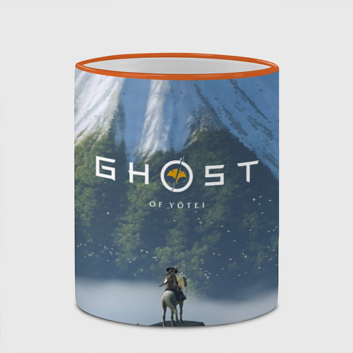 Кружка цветная Ацу на коне Ghost of Yotei / 3D-Оранжевый кант – фото 2