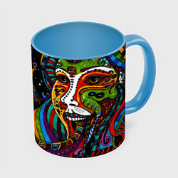 Кружка 3D Оптический узор девушка, цвет: 3D-белый + небесно-голубой