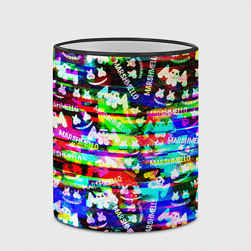 Кружка цветная Marshmello music краски / 3D-Черный кант – фото 2