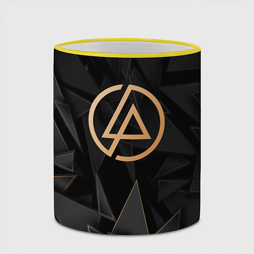 Кружка цветная Linkin Park golden poly / 3D-Желтый кант – фото 2