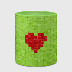 Кружка 3D Мелкая салатовая плитка сердце, цвет: 3D-белый + светло-зеленый — фото 2