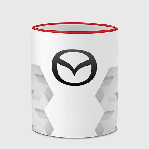 Кружка цветная Mazda white poly / 3D-Красный кант – фото 2