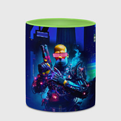 Кружка 3D Homer Simpson with a pistol - cyberpunk, цвет: 3D-белый + светло-зеленый — фото 2