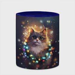 Кружка 3D Уютный котик - Новый год, цвет: 3D-белый + синий — фото 2