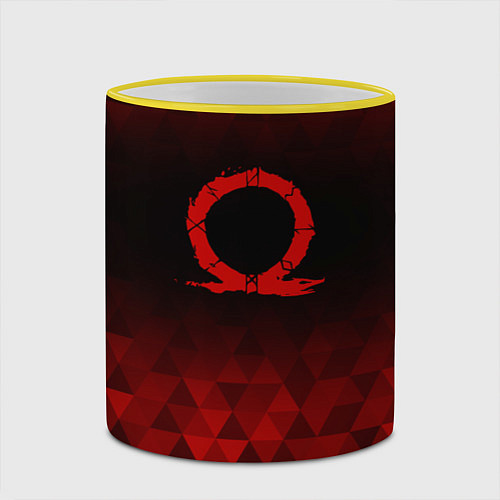 Кружка цветная God of War red poly / 3D-Желтый кант – фото 2