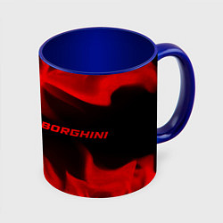 Кружка 3D Lamborghini - red gradient по-горизонтали, цвет: 3D-белый + синий