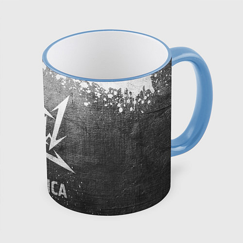 Кружка цветная Metallica - grey gradient / 3D-Небесно-голубой кант – фото 1