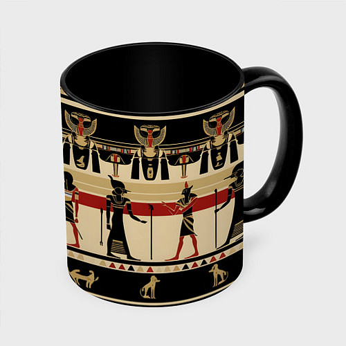 Кружка цветная Египет этника / 3D-Белый + черный – фото 1