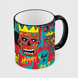 Кружка 3D Абстракция в стиле баския, цвет: 3D-черный кант