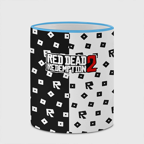 Кружка цветная Red Dead Redemption 2 pattern / 3D-Небесно-голубой кант – фото 2