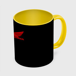 Кружка 3D Honda red logo auto steel, цвет: 3D-белый + желтый