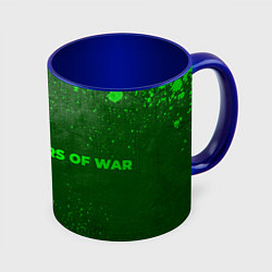 Кружка 3D Gears of War - green gradient по-горизонтали, цвет: 3D-белый + синий