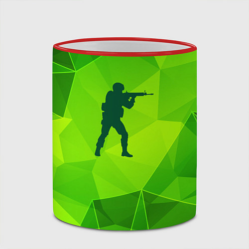Кружка цветная Counter Strike green poly / 3D-Красный кант – фото 2