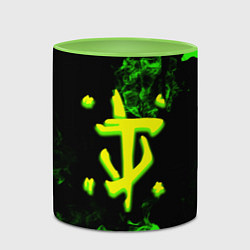 Кружка 3D Doom кислотное лого в огне, цвет: 3D-белый + светло-зеленый — фото 2