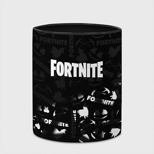 Кружка цветная Fortnite pattern black / 3D-Белый + черный – фото 2