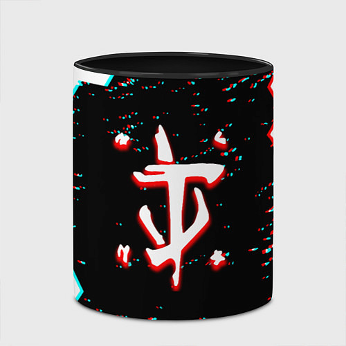 Кружка цветная Doom hexagon glitch color / 3D-Белый + черный – фото 2