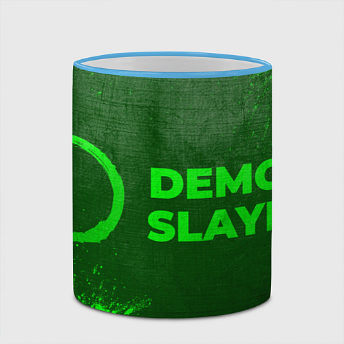 Кружка цветная Demon Slayer - green gradient по-горизонтали / 3D-Небесно-голубой кант – фото 2