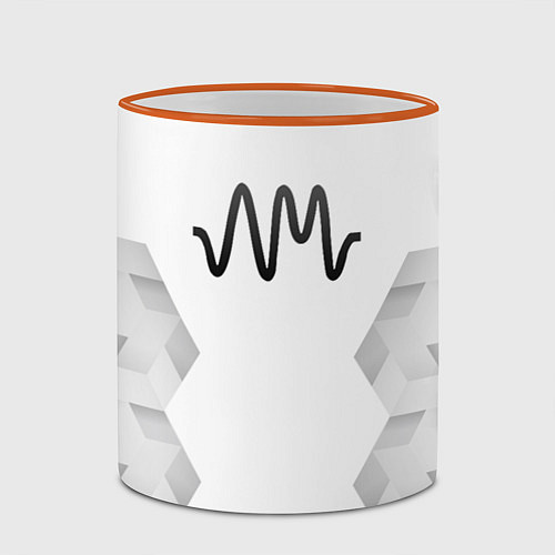 Кружка цветная Arctic Monkeys white poly / 3D-Оранжевый кант – фото 2