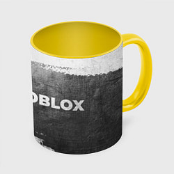 Кружка 3D Roblox - grey gradient по-горизонтали, цвет: 3D-белый + желтый